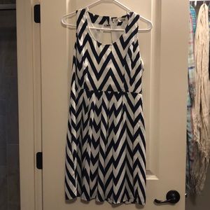 Navy and white chevron dress